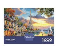 Scène de rivière au Coucher du Soleil à Paris Puzzle 1000 Pièces Premium,Finition Mat Anti-Reflet,Pièces Épaises,Cadeau De Qualité 70x50cm/1000pcs