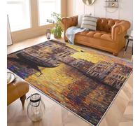 ScèNe de Rue Abstraite de Venise Tapis Décoratif Moderne à Poils Courts, Doux et Moelleux, Dessous Antidérapant, Lavable en Machine Coloré Tapis de Salon, Chambre et Entrée 80x150 cm