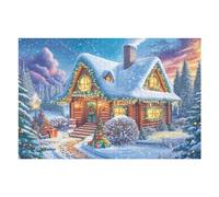 Scène de Rue de Ville enneigée 1000 Pièces Puzzle Adulte en Carton Rigide Haute Qualité Difficile Niveau Expert Anti-Stress Jeu De Société Idée Cadeau Anniversaire Premium 1000 PCS