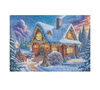 Scène de Rue de Ville enneigée 300 Pièces Puzzle Débutant en Carton sans Déformation Facile Apprentissage Anti-Stress Passe-Temps Idée Cadeau Saint Valentin Premium 300 PCS