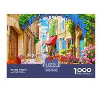 Scène de Rue de Ville Méditerranéenne Puzzle 1000 Pièces Papier pour Adultes Balcon Fleuri Jeu de Puzzle 1000 Pièces Détente 70x50cm/1000pcs