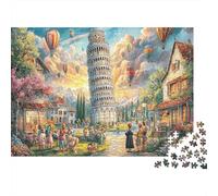 Scène de Rue du Colisée Romantique Puzzle 1000 Pièces, Tour de Pise Art de Paysage, Jeu éducatif, défi, décoration Murale, Cadeau d'anniversaire