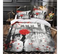 Scène de rue londonienne Parure de Lit Microfibre résistante 3D Imprimée Super Douce Photographie urbaine vintage Housse de Couette Fermeture Éclair Douce Respirante for Femmes Double（200x200cm）