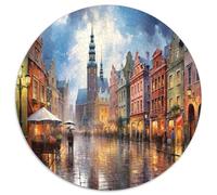 Scène de Rue Vintage européenne Puzzle pour Adultes Puzzle 1000 Pièces Bâtiments colorés Atmosphère Nocturne Relaxation Cadeau Familial 1000pcs (67.5x67.5cm)