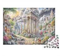 Scène de ruines Anciennes Puzzle 1000 Pièces pour Collectionneurs, Carton Recyclé Premium,Ruines du Temple Art Décoration Intérieure, Art Mural, Cadeau Pâques, Jeu Éduchatif 38x26cm/1000pcs