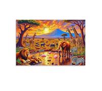 Scène de Safari africain1000 Pièces DIY, Divertissement créatif, Puzzle Classiques pour Les Adultes et Les Enfants à partir de 14 Ans 38x52cm