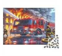 Scène de Sauvetage de Camion d'incendie 1000 Pièces Stock De Cartes Premium Puzzle De Bricolage Senior Jigsaw Enthusiastes Entraînement du Cerveau Décompression Cadeaux 52x38cm/1000pcs