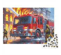 Scène de Secours Camion de Pompiers, Puzzle Haute qualité 1000 pièces pour Adultes, Camion de Pompiers, Pompiers, Secours, Premium épais Robuste, Vibrant, Stimulant, Jeu Familial, 52x38cm/1000pcs