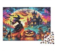 Scène de sorcière d'halloween Puzzle Classique 1000 Pièces Carton Robuste pour Adultes, Défi Impossible Difficile, Anti-Stress, Excellent Cadeau De Relaxation 52x38cm/1000pcs