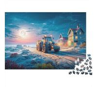 Scène de Tracteur d'hiver Puzzle pour Tout Le Monde - 300 Piece Rural Night Landscape Style Décoration Maison, Casse-tête Apaisant & Qualité Supérieure (300pcs (40x28cm))