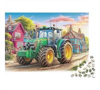 Scène de Tracteur Rural 1000 Pc Carton Premium Paysage de Village de Dessin animé Bundle Puzzles Adultes Jeu Éducatif Défi pour Encadrer Cadeau Noël 70x50cm/1000pcs
