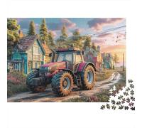 Scène de Tracteur Rural 1000 Pièce Vintage Style d'art de Campagne Stock De Cartes Premium Jeu De Puzzle Défi du Jeu Éducatif Joyeux Cadeau Pack De Valeur Idée Cadeau 38x26cm/1000pcs