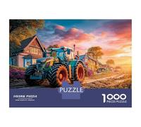 Scène de Tracteur Rural 1000 Pièces Art Paysage Ferme Vintage Puzzle pour Adultes Carton sans Odeur Anti-Stress pour S'amuser Stimuler l'esprit avec Affiche Guide 52x38cm/1000pcs