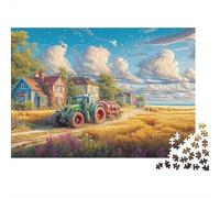 Scène de Tracteur Rural 1000 pièces Puzzle Carton résistant Paysage Ferme Vintage éducatif développement cognitif entraînement cérébral Tous âges 70x50cm