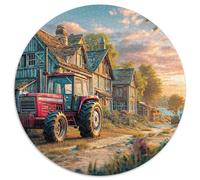 Scène de Tracteur Rural 1000 Pièces Puzzle Circulaire Art de véhicules agricoles Vintage Classique Pression Réduite Difficile Adulte Art Décoration Moderne 1000pcs (67.5x67.5cm)