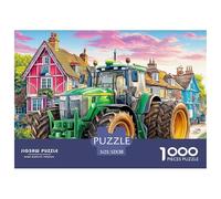 Scène de Tracteur Rural Carton De Haute Qualité Colorful Village Illustration Bords Lisses, Excellente Activité D’intérieur pour Le Jeu Seul Et Les Liens Familiaux 52x38cm/1000pcs