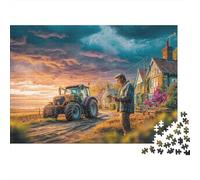 Scène de Tracteur Rural Carton Épais Tablette numérique Scène Rurale Puzzle Amants De Famille Puzzle D'entraînement du Cerveau Idée Cadeau pour Senior Jigsaw Enthusiastes 70x50cm/1000pcs