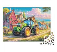 Scène de Tracteur Rural Carton Extra Épais Paysage de Ferme de Dessins animés Style Puzzle De Bricolage 12 Ans+ Jeu De Famille Stimulant Belle Décoration Murale pour La Maison 70x50cm/1000pcs