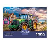 Scène de Tracteur Rural Casse-tête 1000 Pièces,Art du Paysage de Ferme Rétro Impression HD,Idée pour Amateur 38x26cm/1000pcs