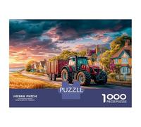 Scène de Tracteur Rural Casse-tête 1000 Pièces,Peinture de Campagne Ancienne Impression HD,Carton De Qualité 52x38cm/1000pcs
