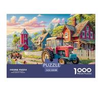Scène de Tracteur Rural Matériau Cartonné De Qualité Colorful Farm Village Style Jeu De Puzzle Classique, Parfait pour Le Partage Familial Et Le Divertissement Intérieur 52x38cm/1000pcs