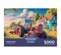 Scène de Tracteur Rural Matériau en Papier Solide Vintage Farm Landscape Art Beau Casse-tête, Adapté À La Détente À La Maison Et Aux Loisirs Personnels 70x50cm/1000pcs