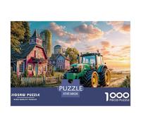 Scène de Tracteur Rural Pièces À Surface Lisse Vintage Countryside Illustration pour Améliorer La Patience, La Concentration Et Les Capacités Cognitives Pendant Le Temps Libre 38x26cm/1000pcs