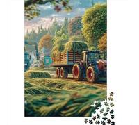 Scène de Tracteur Rural Premium Carton 1000 Pièces Illustration de Campagne Vintage Puzzle, Jeu Éducatif Adultes, Décompression, Cadeau & Décor Mural pour Enthousiastes 70x50cm/1000pcs