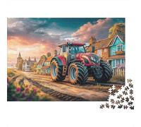 Scène de Tracteur Rural Puzzle 1000 Pièces À Monter Adultes Illustration de Campagne Vintage Cadeau Anniversaire Amélioration De La Mémoire sans Danger Carton Rigide 38x26cm/1000pcs