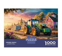 Scène de Tracteur Rural Puzzle 1000 Pièces pour Couple,Art du Paysage de Ferme Rétro Activité Relaxante À Deux,Puzzle Artistique 52x38cm/1000pcs