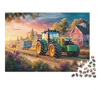 Scène de Tracteur Rural Puzzle 1000 Pièces pour Joueurs Adultes, Papier Recyclé Solide,Art Paysage Ferme Vintage Décoration Intérieure, Art Mural, Cadeau Adultes, Plaisir W nd 52x38cm/1000pcs