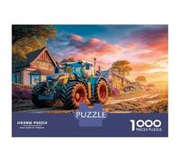 Scène de Tracteur Rural Puzzle Adulte 1000 Pièces,Art du Paysage de Ferme Rétro pour Grand-Parent,Loisir Calmant,Carton Qualité 70x50cm/1000pcs