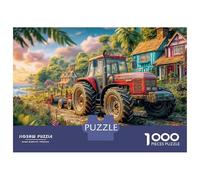 Scène de Tracteur Rural Puzzle Adulte 1000 Pièces,Art du Paysage de Ferme Rétro pour Grand-Parent,Loisir Calmant,Carton Qualité 70x50cm/1000pcs