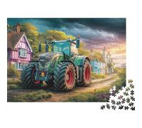 Scène de Tracteur Rural Puzzle De 1000 Pièces Fantasy Village Art Style Parfait pour Les Soirées De Puzzle en Famille, Adultes Et Enfants 52x38cm/1000pcs