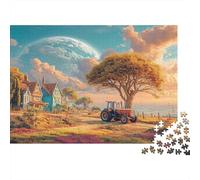 Scène de Tracteur Rural, Puzzle DIY en Papier de qualité, arrière-Plan de planète Fantasy, Stimulant pour l’Esprit, Petit Cadeau, 52x38cm/1000 pièces