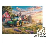 Scène de Tracteur Rural, Puzzle DIY en Papier de qualité, Illustration de Campagne Vintage, pour Enfants 12 Ans et Plus, Petit Cadeau Amusant, 52x38cm/1000 pièces