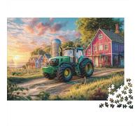 Scène de Tracteur Rural, Puzzle DIY en Papier de qualité, Style Coucher de Soleil de Ferme, Stimulant pour l’Esprit, Petit Cadeau, 70x50cm/1000 pièces