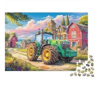 Scène de Tracteur Rural, Puzzle DIY en Papier Premium, Illustration Ferme Vintage, Stimulant pour l'esprit, Petit Cadeau de Bas, 38x26cm/1000 pièces