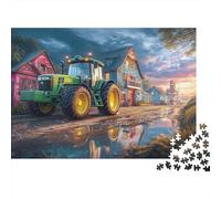 Scène de Tracteur Rural, Puzzle DIY en Papier Premium, Paysage Fermier Vintage, Stimulant pour l’Esprit, Petit Cadeau, 38x26cm/1000pcs