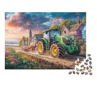 Scène de Tracteur Rural, Puzzle en Papier Lourd, Peinture de Campagne Vintage, pour Seniors, Cadeau Secret Santa Relaxant, 38x26cm/1000 pièces