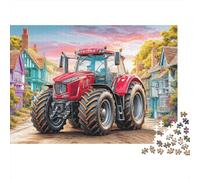 Scène de Tracteur Rural, Puzzle en Plastique de, Illustration campagnarde vibrante, détox numérique, Premium, Coupe précise, réduction du Stress, Pleine Conscience, Relaxant, 38x26cm/1000pcs