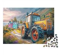 Scène de Tracteur Rural Puzzle pour Tout Le Monde - 500 Piece Vintage Farm Vehicle Style Décoration Maison, Casse-tête Apaisant & Qualité Supérieure (500pcs (52x38cm))