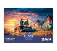 Scène de Tracteur Rural Puzzles 1000 Pièces pour Adultes, Puzzle 1000 Pièces Scène de Coucher de Soleil Rurale Impossible Challenge Cadeaux De Décoration À La Maison 38x26cm/1000pcs