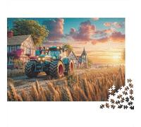 Scène de Tracteur Rural Set Puzzle 1000 Pièces pour Hobbyistes, Papier Épais,Style Paysage Ferme Vintage Décoration Intérieure, Cadeau Nouvel an, Relaxation Maison, Jeu Cérébral 52x38cm/1000pcs