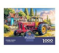 Scène de Tracteur Rustique 1000 Pièces Illustration Rurale Vintage Puzzles De Défi Jouet Jeu Éducatif Puzzles Décorationd’intérieur Et Enfants À Partir De 14+ Ans Art Mural Cadeau 52x38cm/1000pcs