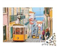 Scène de Tramway de Lisbonne Puzzle 1000 Pièces, Adulte Enfants Qualité Supérieure Fantaisie Papier Cadeau pour Toute La Famille Jeu Éducatif Défi 70x50cm/1000pcs