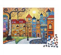 Scène de Ville capricieuse 1000 Pièces Carton Épais Puzzle Premium pour Adultes Défi Éducatif Décoration Murale Le 52x38cm/1000pcs