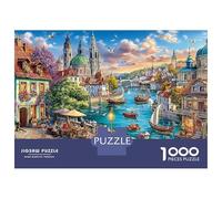 Scène de Ville Fluviale 1000 Pièces Premium Carton Canaux de Venise Puzzle Adultes, Jeu Éducatif Défiant, Soulagement Stress Loisirs, Cadeau & Décor Mural Famille/Bureau 70x50cm/1000pcs
