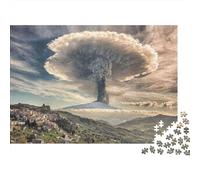 Scène d'éruption volcanique, Nuage en Forme de Champignon au-Dessus du Sol, en Carton 100% recyclé. Puzzle de 1000 pièces pour Adultes, Jeu éducatif Classique et Unique, 70 x 50 cm.