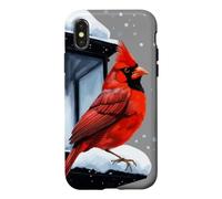 Scène d'hiver avec Oiseau Cardinal pour Noël Coque pour iPhone X/XS